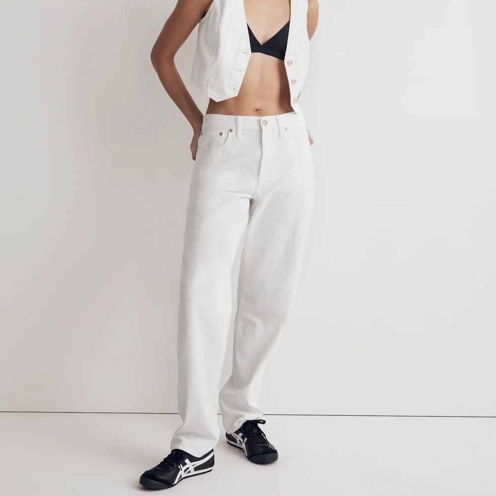Madewell The Slouchy Boyjean Jean in Tile White 31P Petite Baggy